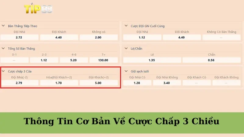 TIP88 Cược Chấp 3 Chiều Là Gì? Thông Tin Cơ Bản Về Cược Chấp 3 Chiều